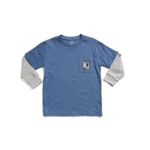 VOLCOM Olive Little Boys Stone Patch Twofer Long Sleeve Top
